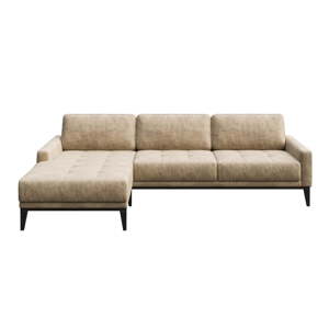 Kutna garnitura bež boje od imitacije kože MESONICA Musso Tufted, lijevi kut