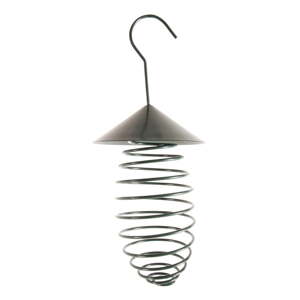 Tamnozelena metalna hranilica s krovom Esschert Design, ⌀ 10,8 cm
