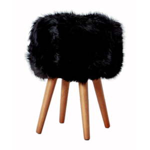 Stolica sa sjedalom od crnog ovčjeg krzna Native Natural, ⌀ 30 cm