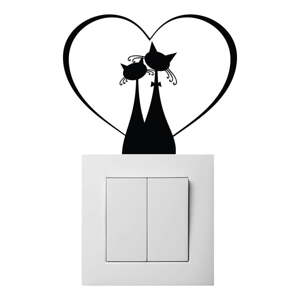 Crna naljepnica za prekidač Ambiance Cat Couple
