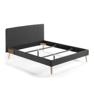 Tamnosivi bračni krevet Kave Home Lydia, 160 x 200 cm