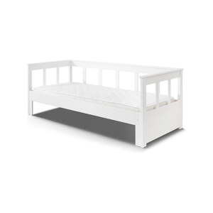 Bijeli sklopivi krevet od punog borovog drveta Vipack Pino, 200 x 90 cm