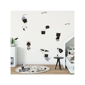 Set zidnih dječjih samoljepivih naljepnica Ambiance Scandinavian Animals Cosmonaut Cats
