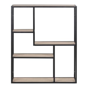 Crna/u prirodnoj boji zidna polica u dekoru hrasta 75x91 cm Seaford – Actona