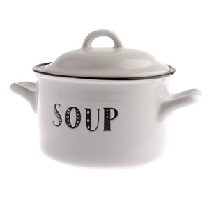 Bijeli keramički lonac s poklopcem Dakls Soup, 700 ml