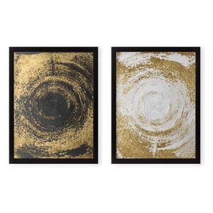 Set s 2 slike Tablo Center Circles Golden