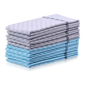 Set od 10 tirkizno-sivih pamučnih ručnika DecoKing Louie, 50 x 70 cm