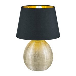 Crna stolna svjetiljka od keramike i tkanine Trio Luxor, visina 35 cm
