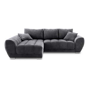 Tamnosivi baršunasti kutni kauč na razvlačenje Windsor & Co Sofas Nuage, lijevi kut