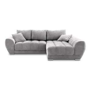 Svijetlosivi baršunasti kauč na razvlačenje Windsor & Co Sofas Nuage, desni kut