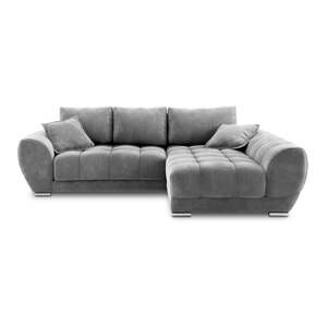 Sivi baršunasti kauč na razvlačenje Windsor & Co Sofas Nuage, desni kut