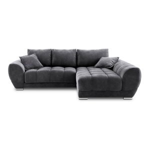 Tamno siva baršunasta kutna garnitura na razvlačenje Windsor & Co Sofas Nuage, desni kut