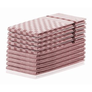 Set od 10 pamučnih tamnoružičastih kuhinjskih krpi DecoKing Louie, 50 x 70 cm