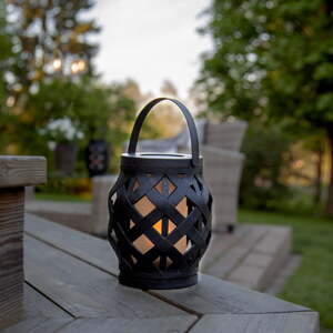 Crna lampa Star Trading Flame Lantern, visina 16 cm