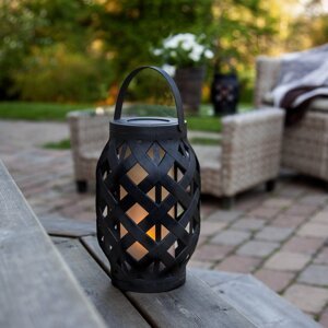 Crna lampa Star Trading Flame Lantern, visina 23 cm