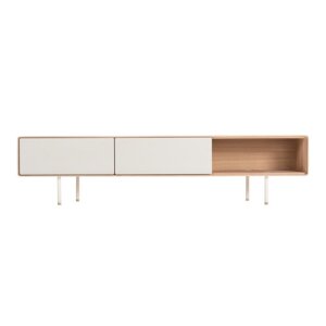 Bijela/u prirodnoj boji TV komoda od punog hrasta 200x48 cm Fina – Gazzda