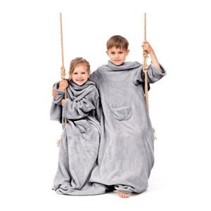 Siva dječja deka s rukavima DecoKing Lazykids
