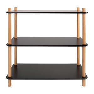 Crni regal s bambusovim nogama Leitmotiv Cabinet Simplicity, 80 x 82,5 cm