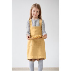 Dječja žuta lanena pregača Linen Tales Pinafore, 60 x 34 cm