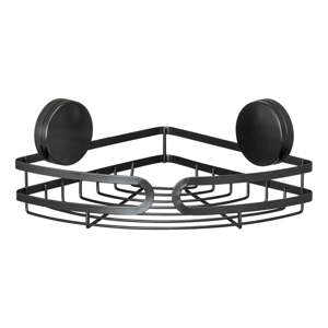 Crna kutna kupaonska polica Wenko Static-Loc® Pavia, širine 27 cm