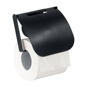 Crni zidni držač za toaletni papir Wenko Static-Loc® Plus