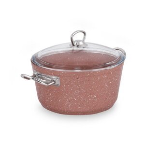 Ružičasti aluminijski lonac s poklopcem Güral Porselen Classic, ø 22 cm