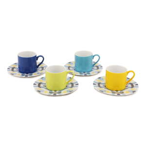 Set od 4 šalice s tanjurićima Kütahya Porselen Geometric, 90 ml