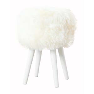 Stolica s bijelim sjedištem od ovčjeg krzna Native Natural White, ⌀ 30 cm