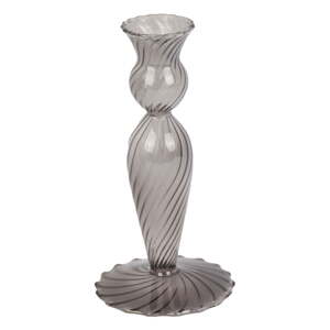 Sivi stakleni svijećnjak PT LIVING Swirl, visina 17 cm