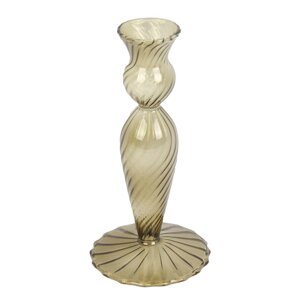 Zeleni stakleni svijećnjak PT LIVING Swirl, visina 17 cm