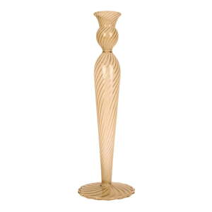 Svjetlosmeđi stakleni svijećnjak PT LIVING Swirl, visina 26,5 cm