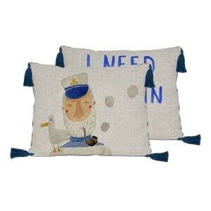 Bež jastuk od mješavine lana Little Nice Things Captain, 50 x 35 cm
