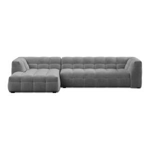 Siva baršunasta kutna garnitura Windsor & Co Sofas Vesta, lijevi kut