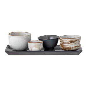 Set od 4 keramičke zdjele a pladnjem za sushi Bloomingville Masami
