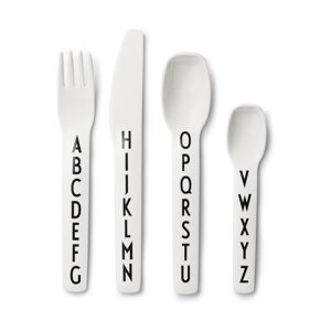 4-dijelni set bijelog dječjeg pribora za jelo Design Letters