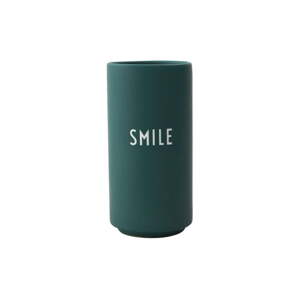 Tamnozelena porculanska vaza Design Letters Smile, visina 11 cm