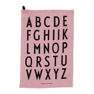 Ružičasta pamučna kuhinjska krpa u setu od 2 kom Design Letters Alphabet, 40 x 60 cm
