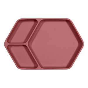 Crveni silikonski dječji tanjur 16x25 cm – Kindsgut