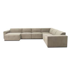 Bež baršunasta modularna sofa u obliku slova U Scandic Sting, lijevi kut