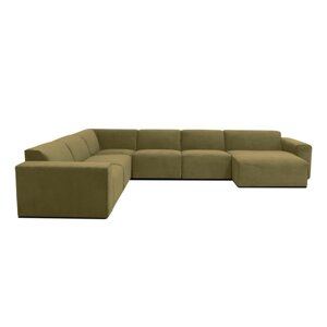 Kaki zelena baršunasta modularna sofa u obliku slova U Scandic Sting, desni kut