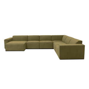 Kaki zelena baršunasta modularna sofa u obliku slova U Scandic Sting, lijevi kut
