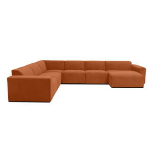 Narančasta baršunasta modularna sofa u obliku slova U Scandic Sting, desni kut