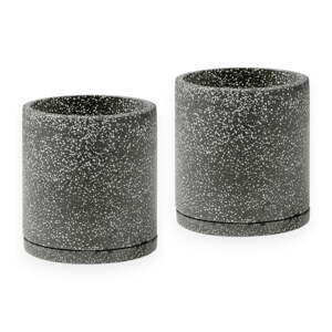 Set od 2 tamno sive tegle za cvijeće Bonami Selection Terrazzo, ø 26 cm