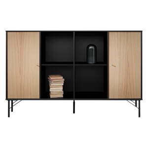 Crna komoda u dekoru hrasta Hammel Mistral Kubus, 136 x 89 cm