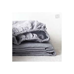 Svijetlo siva lanena plahta s gumom 160x200 cm Light Grey – Linen Tales