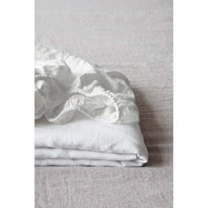 Bijela lanena plahta s gumom 200x200 cm White – Linen Tales