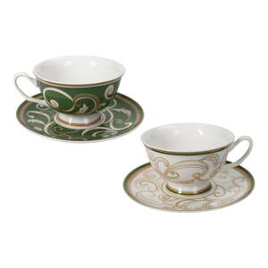 Bijelo-zelene šalice u setu od 2 kom Tazza - Brandani