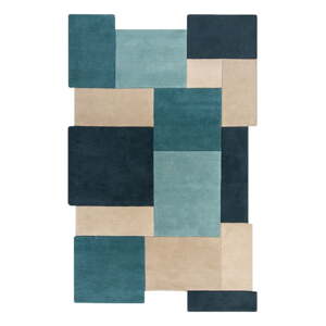 Plavi/bež vunen tepih 200x290 cm Abstract Collage – Flair Rugs