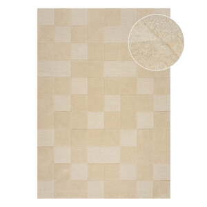 Bež vuneni tepih 170x120 cm Checkerboard - Flair Rugs