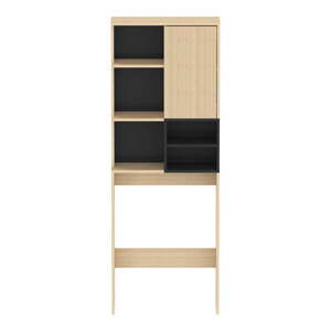 Crni visoki kupaonski ormarić u dekoru hrasta iznad perilice/wc školjke 64x179 cm Kube - TemaHome